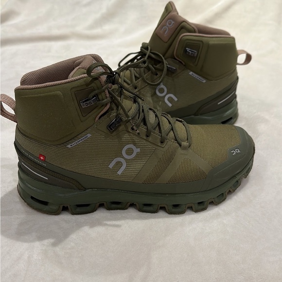 On Running Shoes - ON Cloudrock Waterproof Hiking Boot Olive Reed